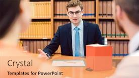  Presentation with marriage - Beautiful PPT layouts featuring notary advising couple on marriage settlement in his office backdrop and a coral colored foreground