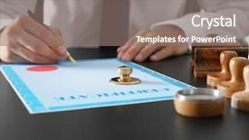  Presentation with notary - Cool new presentation theme with notary public in office signing backdrop and a gray colored foreground