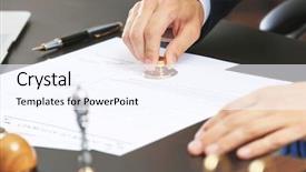  Presentation with notary - Presentation design enhanced with notary public in office stamping background and a sky blue colored foreground