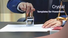  Presentation with notary - Audience pleasing slides consisting of notary public in office stamping backdrop and a wine colored foreground