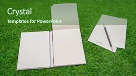  Presentation with green notebook - Colorful slides enhanced with note book - notebook on spring green grass backdrop and a forest green colored foreground
