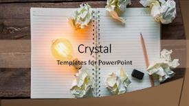  Presentation with note book - Cool new PPT theme with note book and light bulb backdrop and a  colored foreground