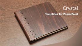  Presentation with note book - Presentation design featuring note-book-with-hard-wooden background and a violet colored foreground