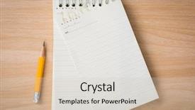  Presentation with note book - Audience pleasing presentation theme consisting of note book with pencil backdrop and a soft green colored foreground