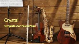  Presentation with music instruments - Presentation featuring note holder against musical instruments background and a tawny brown colored foreground