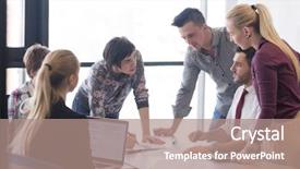  Presentation with business group meeting - Slides having note ideas plans and project background and a coral colored foreground