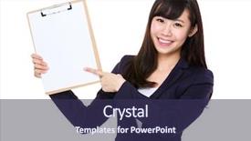  Presentation with asian - Amazing PPT theme having note indicator - asian businesswoman showing with clipboard backdrop and a  colored foreground