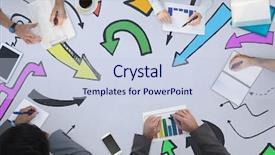  Presentation with arrows - Presentation design having note indicator - business meeting against arrows graphic background and a  colored foreground