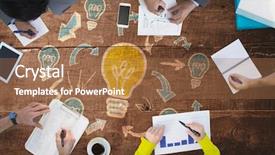  Presentation with wooden cross against the sky - Amazing slide set having note indicator - business meeting against overhead backdrop and a  colored foreground