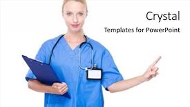  Presentation with finger - Presentation theme having note indicator - doctor with clipboard and finger background and a  colored foreground