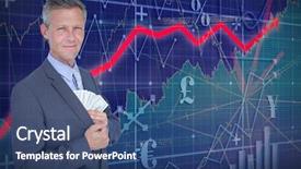  Presentation with banknotes - Slide deck consisting of note indicator - portrait of smiling businessman holding background and a ocean colored foreground