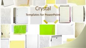  Presentation with note - Beautiful slides featuring note pad - three slices of paper isolated backdrop and a soft green colored foreground