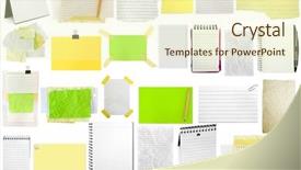  Presentation with scroll paper isolated on white - Cool new presentation theme with note pad - three slices of paper isolated backdrop and a soft green colored foreground