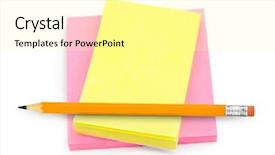  Presentation with note - Slides enhanced with note paper and pencil isolated background and a white colored foreground