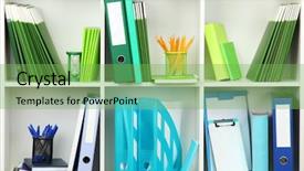  Presentation with white differene - PPT theme having note paper colored pencils - white office shelves with different background and a seafoam green colored foreground
