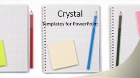  Presentation with colored pencils - Slide set featuring note papers and pencils background and a sky blue colored foreground