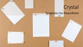  Presentation with corkboard - Beautiful presentation theme featuring note papers on corkboard backdrop and a coral colored foreground