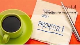  Presentation with self development - Cool new slides with note-to-self-prioritize-handwriting backdrop and a coral colored foreground