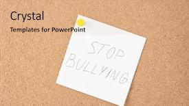  Presentation with bullying - Colorful presentation design enhanced with note with text stop bullying backdrop and a coral colored foreground