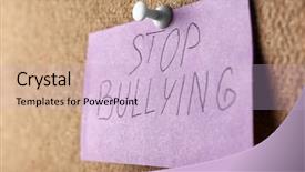  Presentation with bullying - PPT theme featuring note with text stop bullying background and a lemonade colored foreground