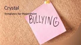  Presentation with bullying - Presentation theme featuring note with word bullying pinned background and a  colored foreground