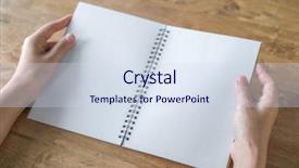  Presentation with open book page - Beautiful PPT theme featuring notebook 2 page - hands open blank catalog magazines backdrop and a sky blue colored foreground