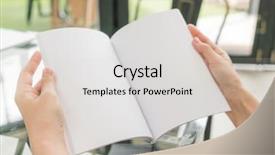  Presentation with open book page - Amazing slides having notebook 2 page - hands open book on table backdrop and a  colored foreground