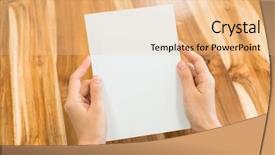  Presentation with open book - Beautiful slides featuring notebook 2 page - hands open book on wood backdrop and a lemonade colored foreground