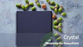  Presentation with spiral notebook for google - Amazing slides having notebook and acorns on grey backdrop and a ocean colored foreground