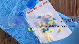  Presentation with illegal drugs drug smuggling - Colorful slides enhanced with notebook and drugs on wooden backdrop and a light blue colored foreground