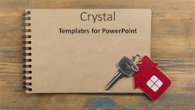  Presentation with mortgage - Presentation theme consisting of notebook-and-house-model-mortgage background and a coral colored foreground