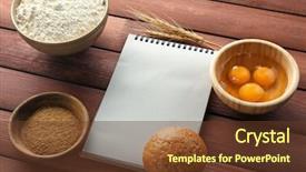  Presentation with gluten free bread on wooden - Amazing presentation theme having notebook and products for making backdrop and a  colored foreground