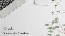  Presentation with green notebook - PPT theme consisting of notebook-clips-small-green-domestic background and a light gray colored foreground