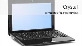  Presentation with white blank notebook silver - Amazing theme having notebook computer isolated on white backdrop and a white colored foreground