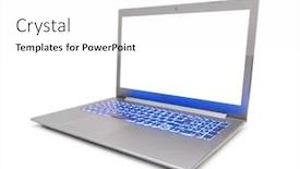  Presentation with notebook - Colorful presentation design enhanced with notebook-computer-with-blue-keyboard backdrop and a white colored foreground