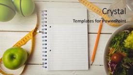 Presentation with healthy lifestyle - Audience pleasing presentation design consisting of notebook diet - notepad with indicators of healthy backdrop and a mint green colored foreground