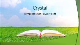  Presentation with green notebook - Cool new theme with notebook on spring green grass backdrop and a sky blue colored foreground
