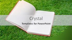  Presentation with green notebook - PPT theme enhanced with notebook on spring green grass background and a white colored foreground