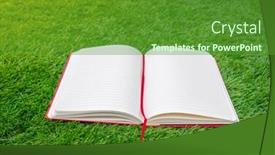  Presentation with green notebook - Slide deck consisting of notebook on spring green grass background and a tawny brown colored foreground