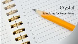  Presentation with notebook paper - Cool new slide deck with notebook organizer and pencil white backdrop and a white colored foreground