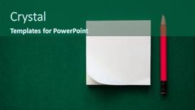  Presentation with green notebook - Presentation theme consisting of notebook-paper-and-pink-pencil background and a ocean colored foreground