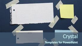  Presentation with tape - Beautiful PPT theme featuring notebook paper pad - notes with masking tape backdrop and a ocean colored foreground