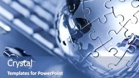  Presentation with notebook - Slide deck with notebook puzzle earth globe background and a ocean colored foreground