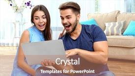  Presentation with notebook - Audience pleasing slides consisting of notebook style - beautiful young couple using laptop backdrop and a coral colored foreground