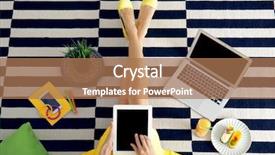  Presentation with blogger - Slide deck enhanced with notebook style - young blogger with tablet background and a coral colored foreground