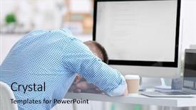  Presentation with working - Theme consisting of command codes - handsome young programmer working background and a light blue colored foreground