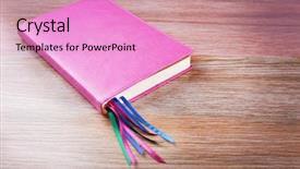  Presentation with notebook - Audience pleasing presentation consisting of notebook with bookmarks on wooden backdrop and a lemonade colored foreground