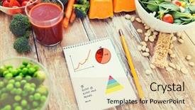  Presentation with weight control - Slides with notebook with charts and calories background and a lemonade colored foreground