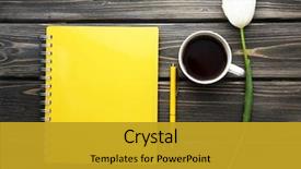  Presentation with coffee cup - PPT theme featuring notebook with cup of coffee background and a gold colored foreground