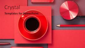  Presentation with notebook paper - Slide set featuring notebook-with-pen-and-cup background and a red colored foreground